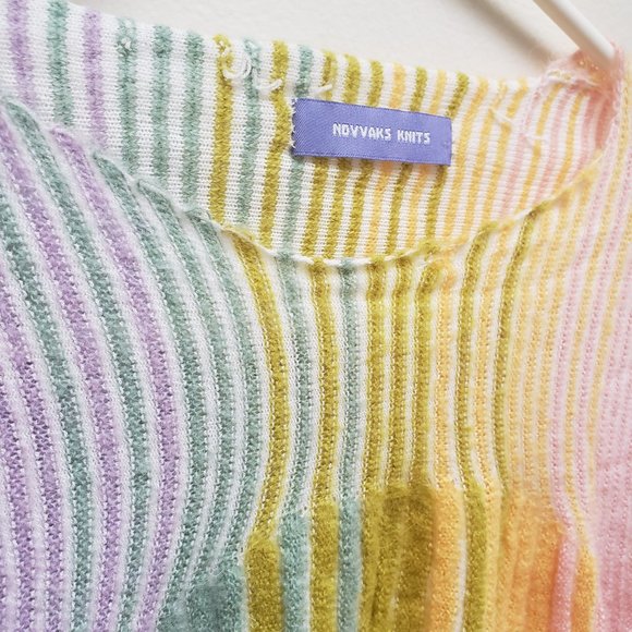 Novvaks Knits Pastel Ombre Handknit Crop Sweater - Picture 7 of 16